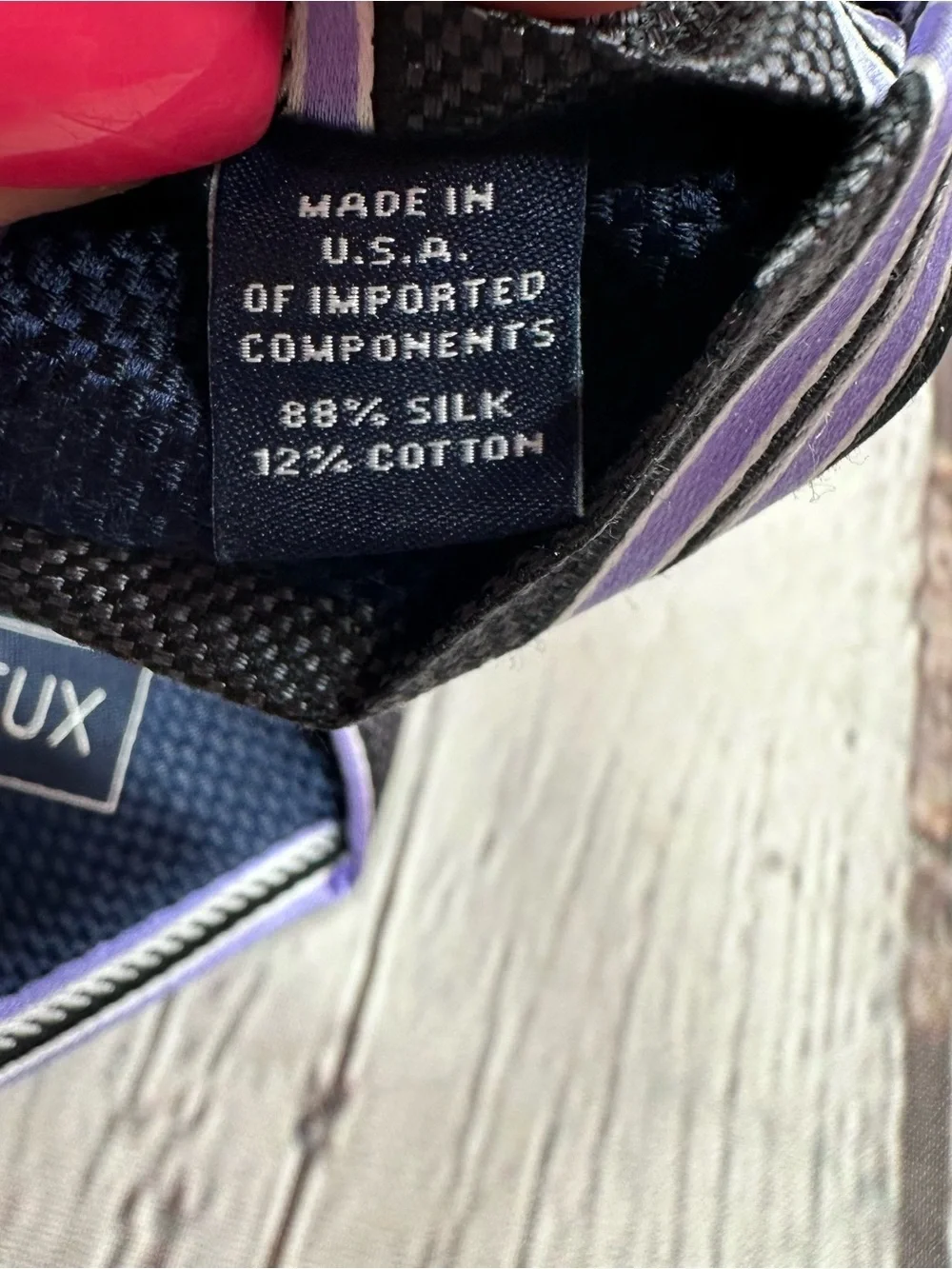 Cremieux Black silk Tie lavender diagonal Stripes menswear preppy office classic